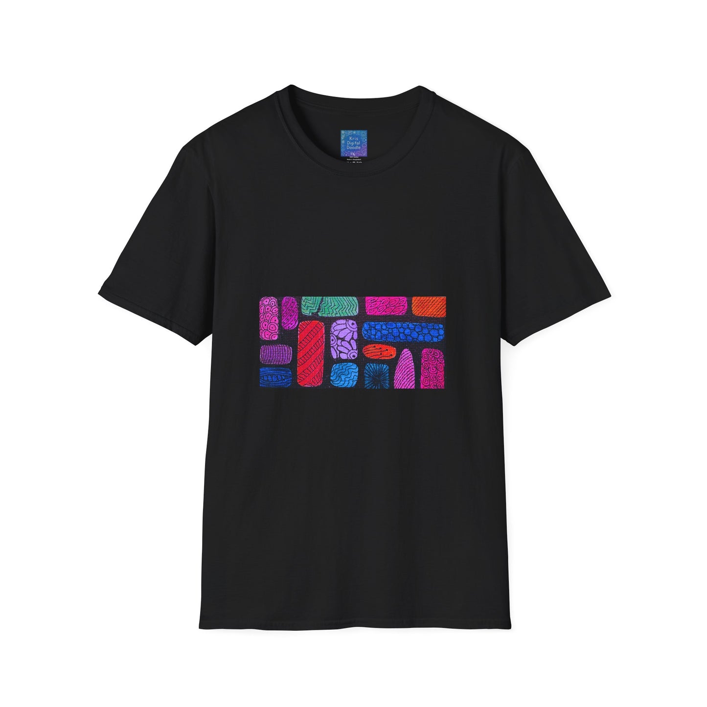 Colorful Abstract Blocks T-Shirt | Geometric Pattern, Bright Neon Artwork