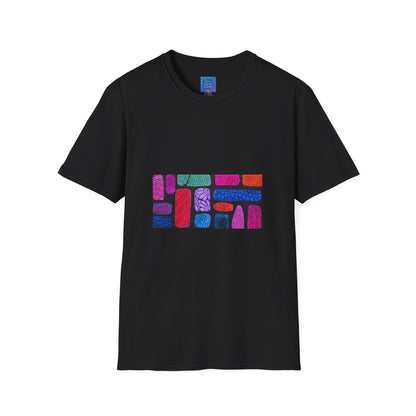 Colorful Abstract Blocks T-Shirt | Geometric Pattern, Bright Neon Artwork