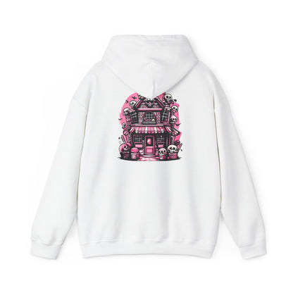 Haunted Candy Shop Hoodie Spooky Halloween Skull House Graphic Sweatshirt Unisex Heavy Blend™ Hooded Sweatshirt