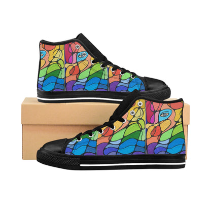Rainbow Abstract Sneakers | Colorful Art High Top Shoes