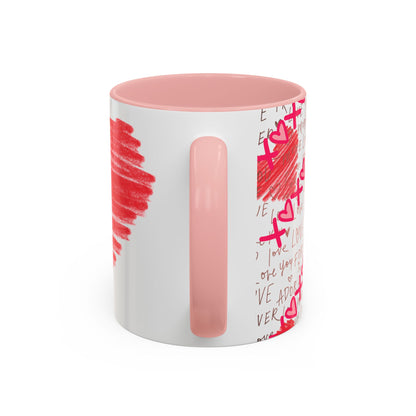 Red Scribble Heart Coffee Mug | Valentine Love Pattern Mug