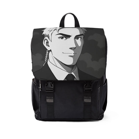 Anime Agent Backpack Black & White Anime Character Bag Spy Theme Canvas Backpack for Teens Unisex Casual Shoulder Backpack