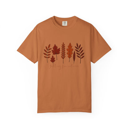 Falling for Autumn Shirt Cozy Fall Leaves Graphic Tee for Seasonal Outfits Unisex Garment Dyed T shirt