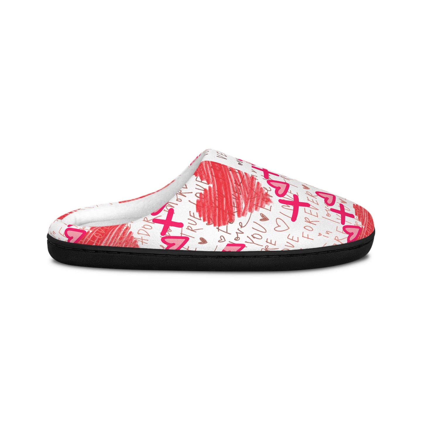 Red Heart Scribble Indoor Slippers | Love Pattern