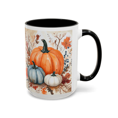Pumpkin Fall Mug, Autumn Harvest Coffee Cup with Rustic Pumpkin Design