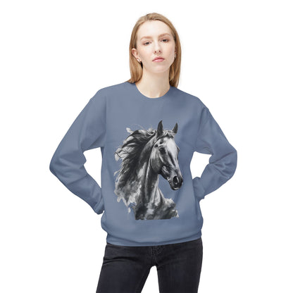 Horse Lover Sweatshirt Black and White Equestrian Art Pullover