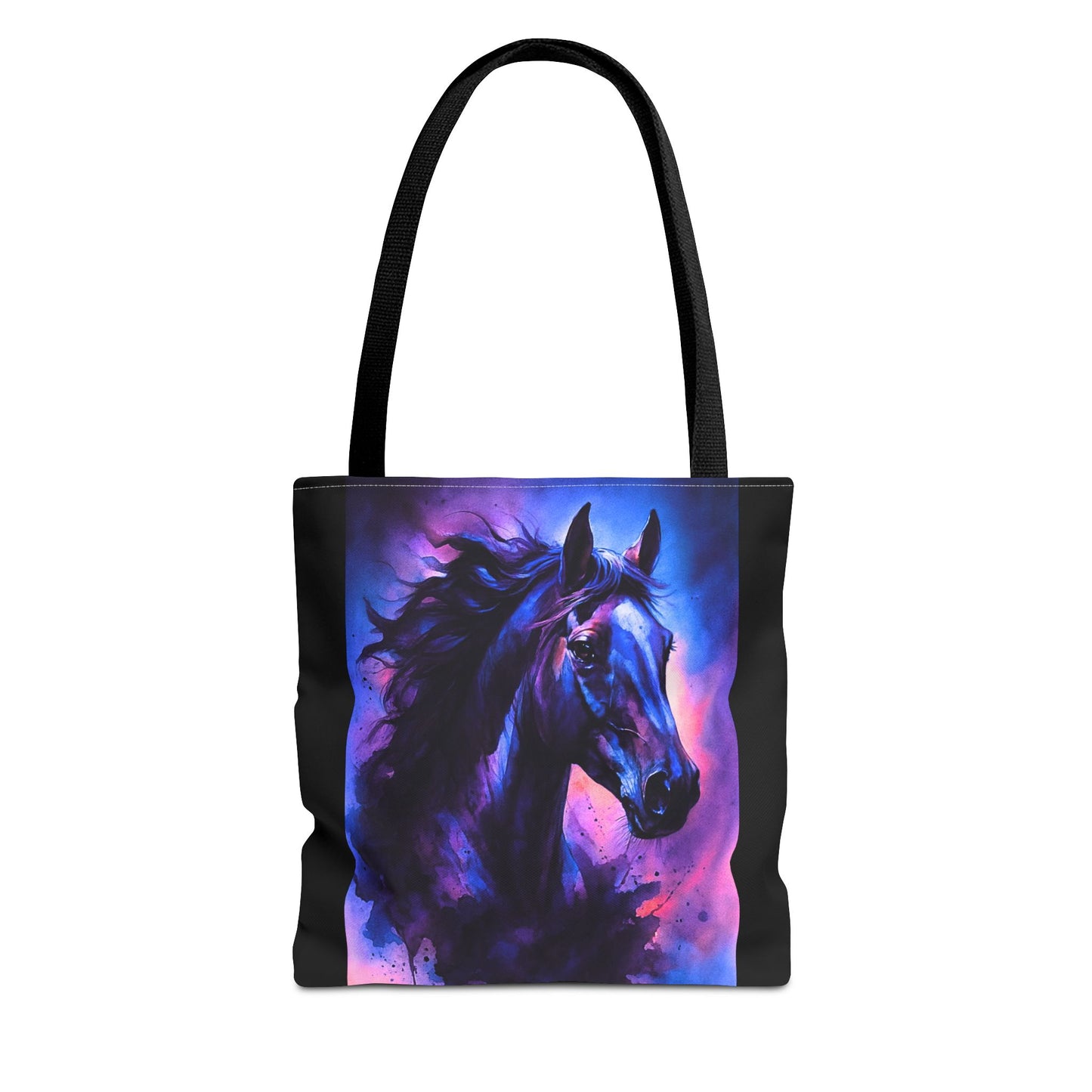 Bold Horse Tote Bag, Vibrant Blue & Purple Wild Spirit Artwork