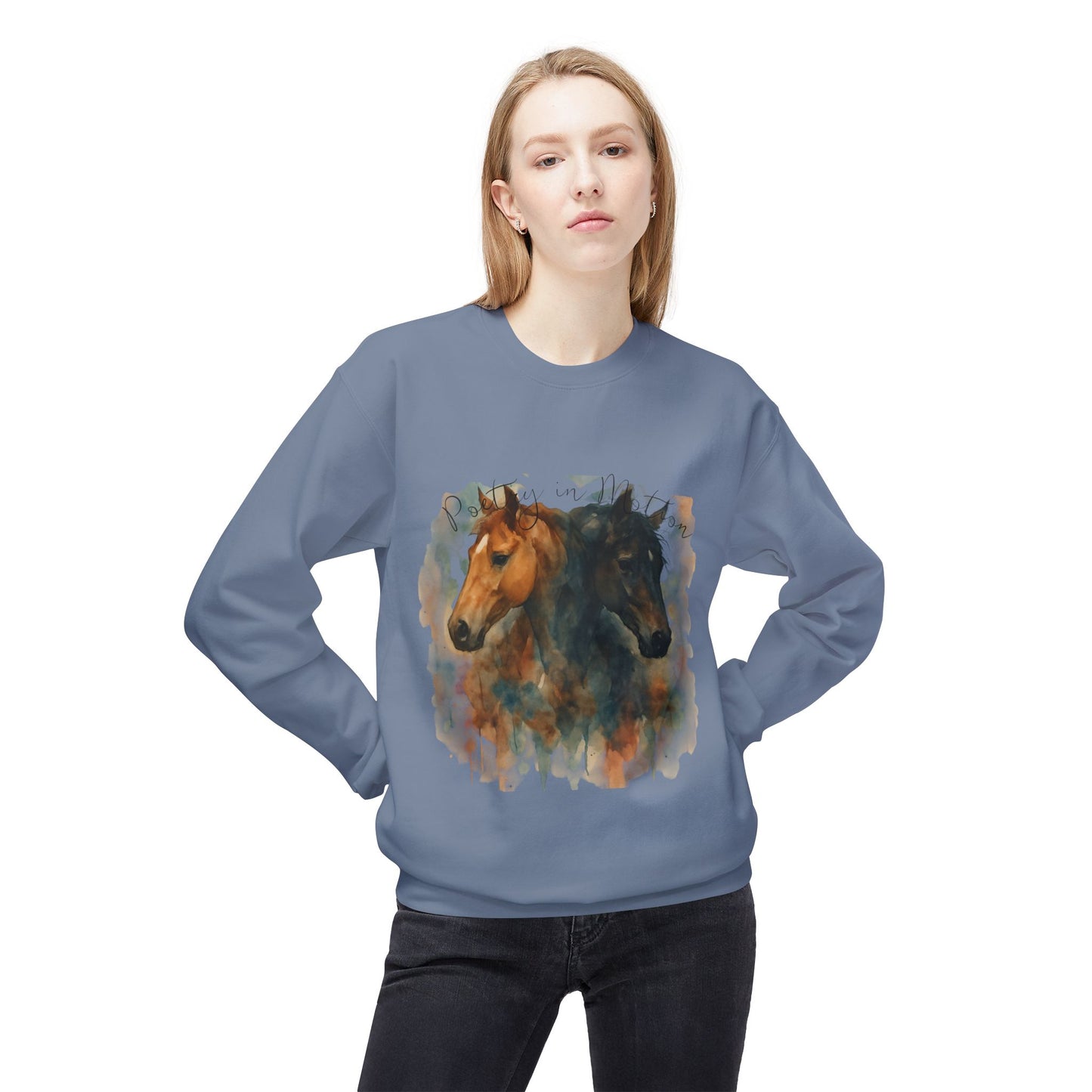 Poetry in Motion Equestrian Horse Sweatshirt Watercolor