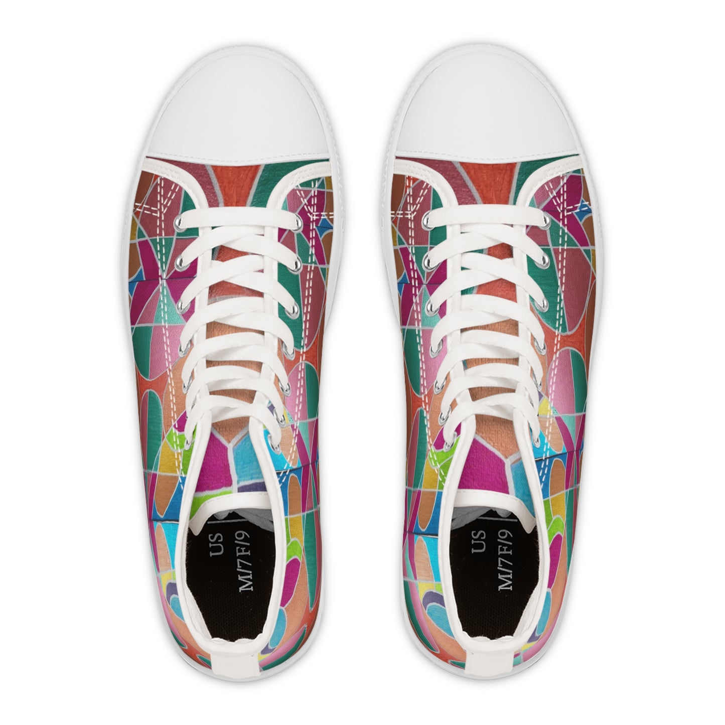 Colorful Geometric Mosaic Women's High Top Sneakers | Abstract Pattern