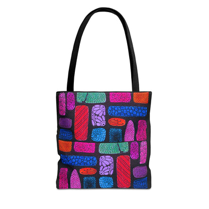 Colorful Abstract Bricks Tote Bag | Vibrant Geometric Pattern