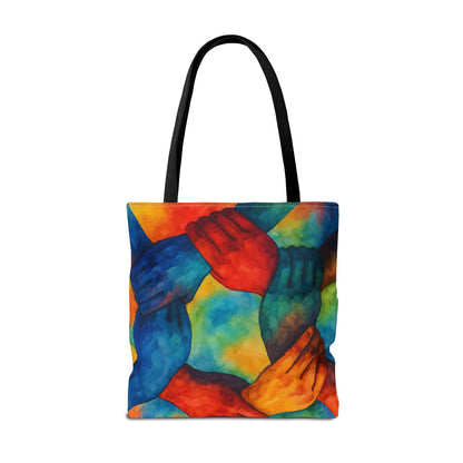 Unity Hands Tote Bag | Colorful Art Bag