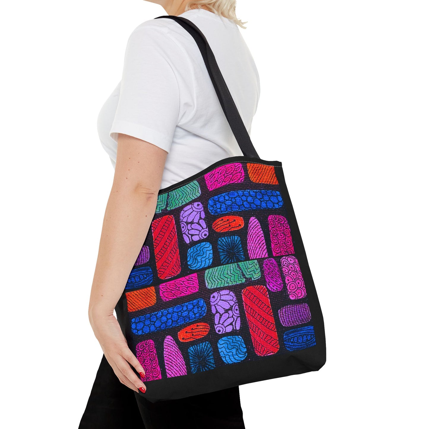 Colorful Abstract Bricks Tote Bag | Vibrant Geometric Pattern