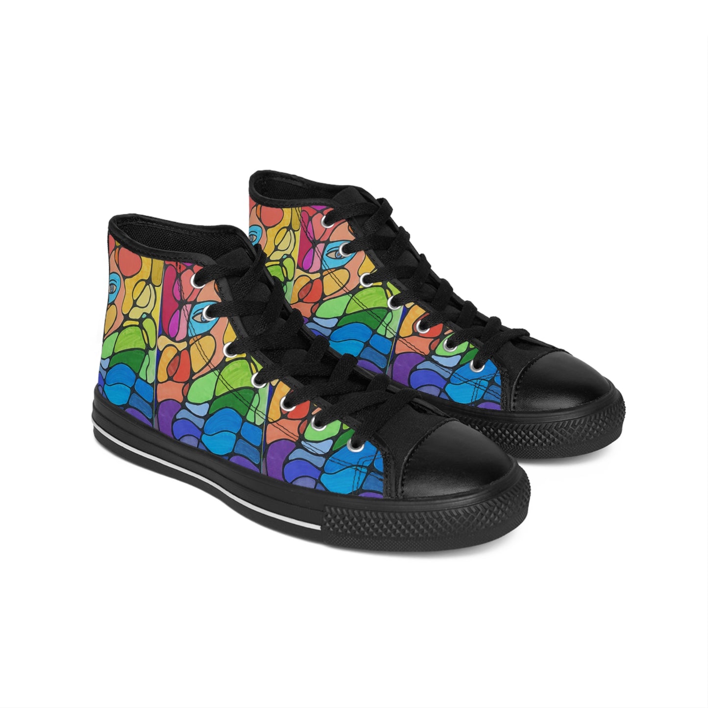Rainbow Abstract Sneakers | Colorful Art High Top Shoes