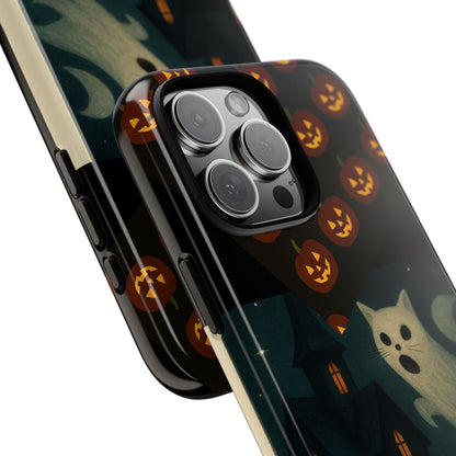Phone Case, Halloween Haunted House Cat Ghost  iPhone 16, 15, 14, Pixel 8, 6 Samsung Galaxy 25, 24, 23