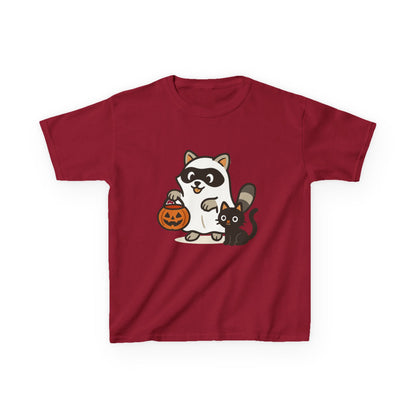 Cute Raccoon  Cat Halloween Shirt  Funny Trick or Treat Tee for Kids & Adults Kids Heavy Cotton™ Tee