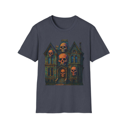 Haunted Skull Mansion T Shirt Gothic Horror House Halloween Tee Unisex Soft style T Shirt