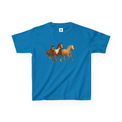 Kids Three Horse T shirt, Western, country, cute, Heavy Tee, fall, gallop, freedom