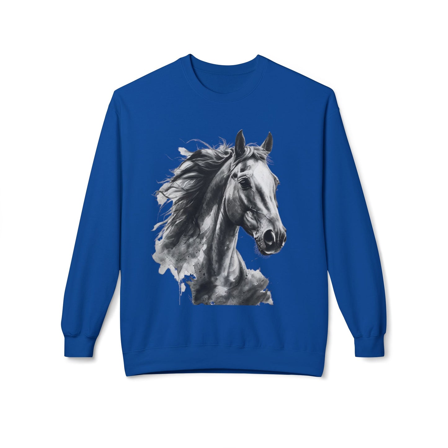 Horse Lover Sweatshirt Black and White Equestrian Art Pullover