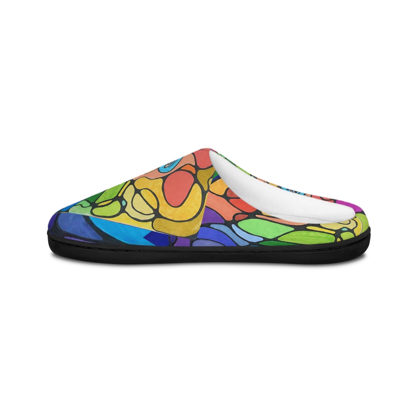 Abstract Color Block Floral Women's Indoor Slippers | Green Pattern Slip-On