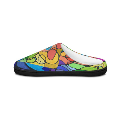 Abstract Color Block Floral Women's Indoor Slippers | Green Pattern Slip-On