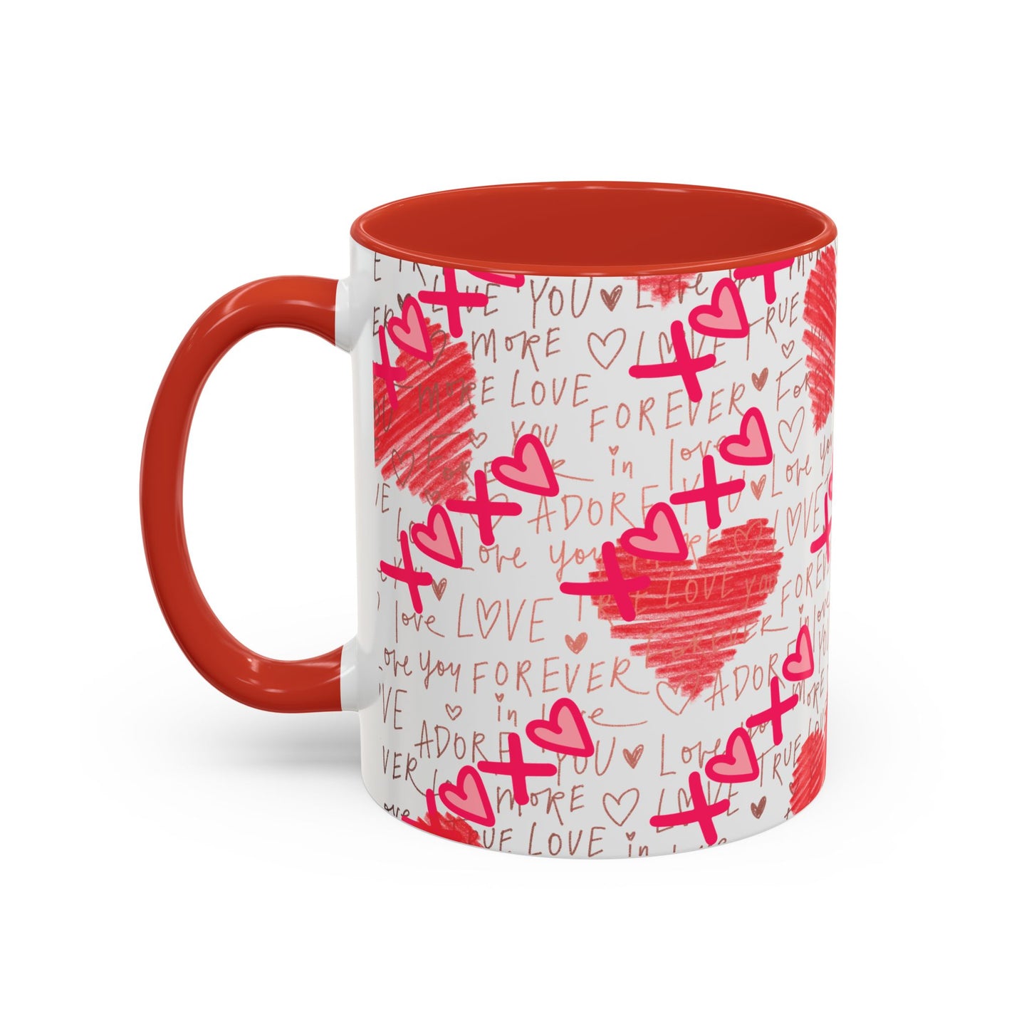 Red Scribble Heart Coffee Mug | Valentine Love Pattern Mug