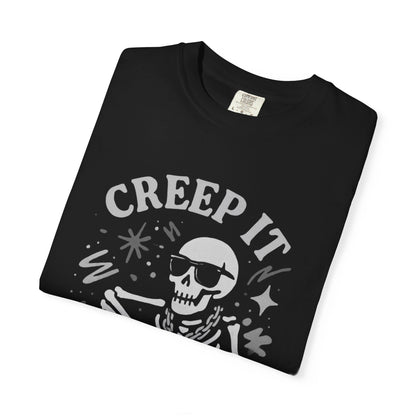 Creep It Real Skeleton T Shirt Funny Urban Halloween Graphic Tee Unisex Black Spooky T Shirt Unisex Garment Dyed  Tshirt Men Women