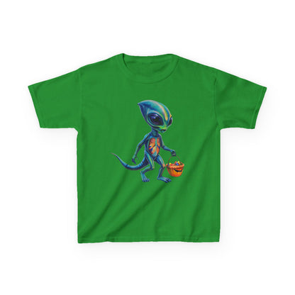 Alien Trick or Treat Halloween Kids T Shirt Cute Sci Fi Costume Tee Kids Heavy Cotton™ Tee