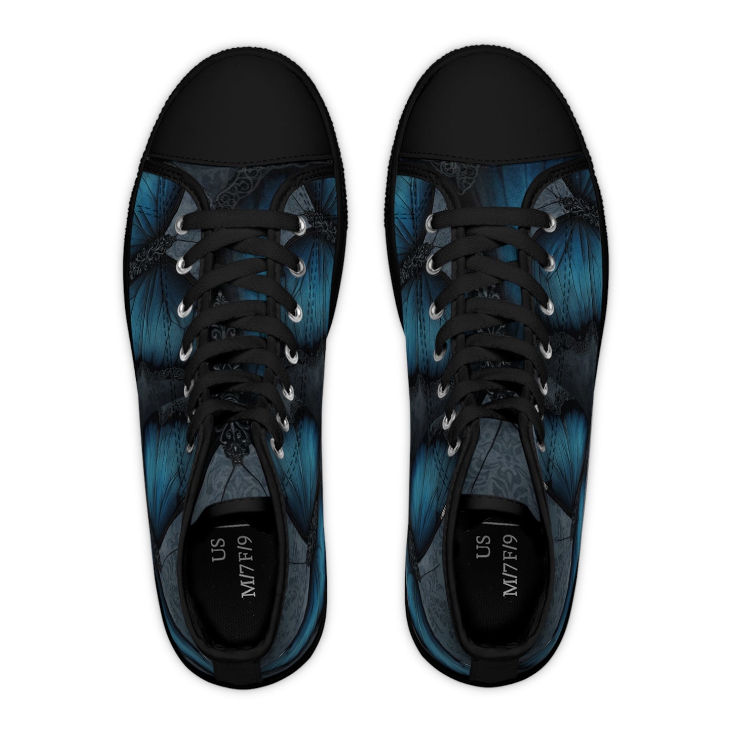 Blue Monarch Butterfly High Top Sneakers | Floral Wing Print Shoes