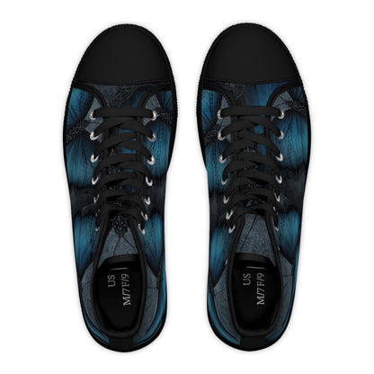 Blue Monarch Butterfly High Top Sneakers | Floral Wing Print Shoes