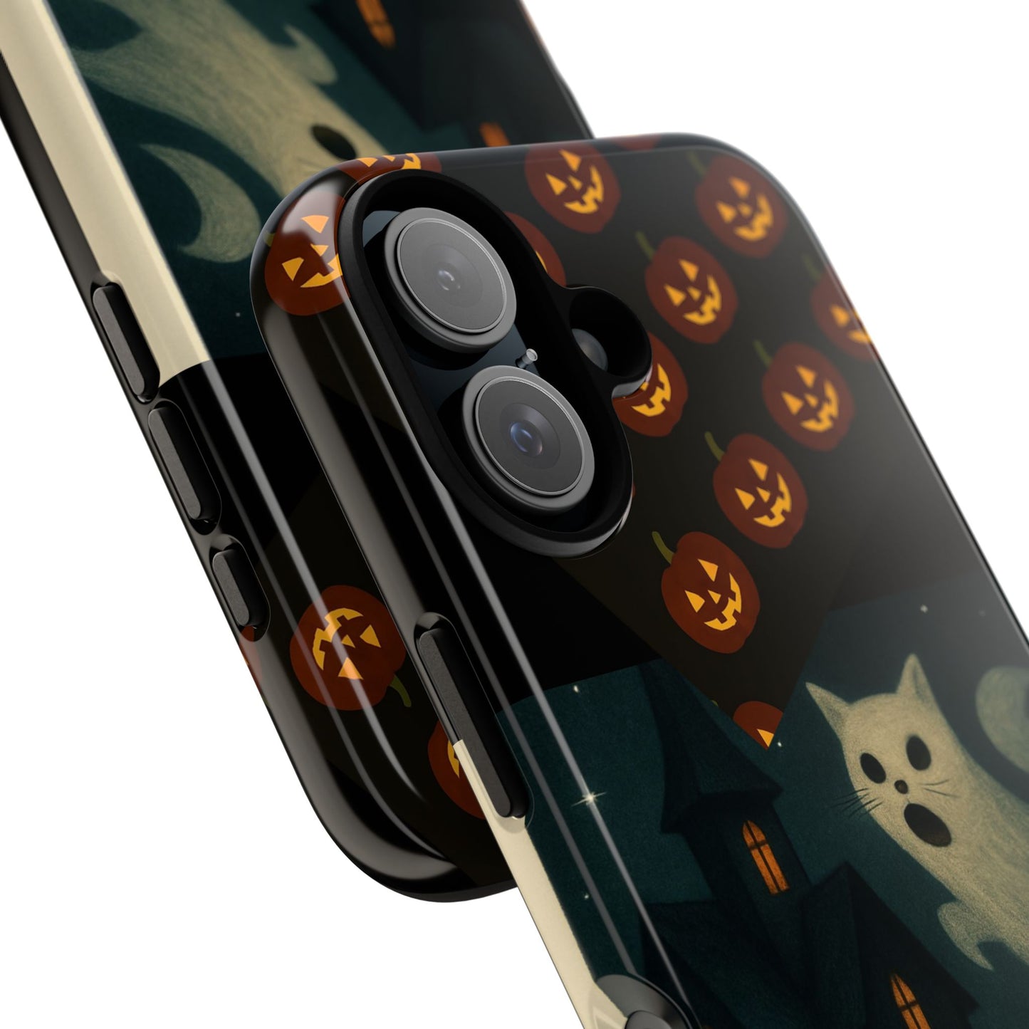 Phone Case, Halloween Haunted House Cat Ghost  iPhone 16, 15, 14, Pixel 8, 6 Samsung Galaxy 25, 24, 23