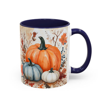 Pumpkin Fall Mug, Autumn Harvest Coffee Cup with Rustic Pumpkin Design
