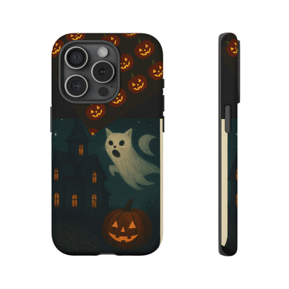Phone Case, Halloween Haunted House Cat Ghost  iPhone 16, 15, 14, Pixel 8, 6 Samsung Galaxy 25, 24, 23