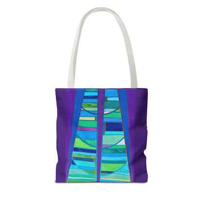 Abstract Blue Green Stained Glass Tote Bag