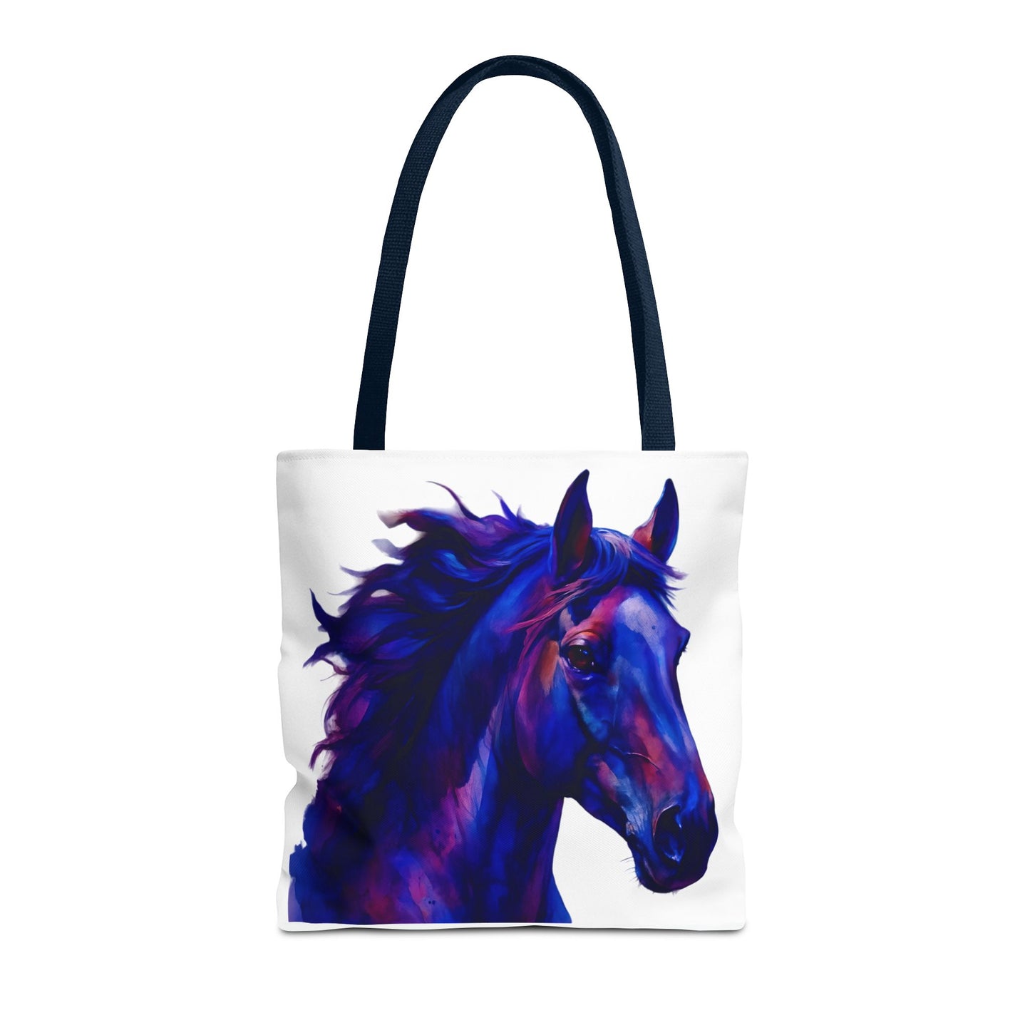 Bold Horse Tote Bag, Vibrant Blue & Purple Wild Spirit Artwork