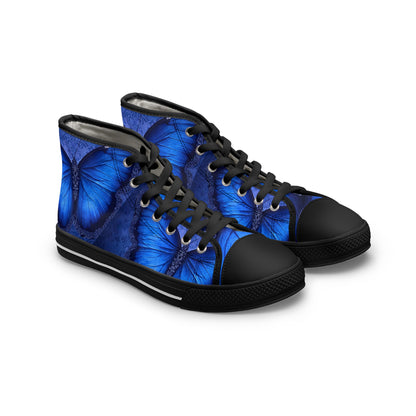 Blue Butterfly Print High Top Sneakers | Floral Insect Pattern