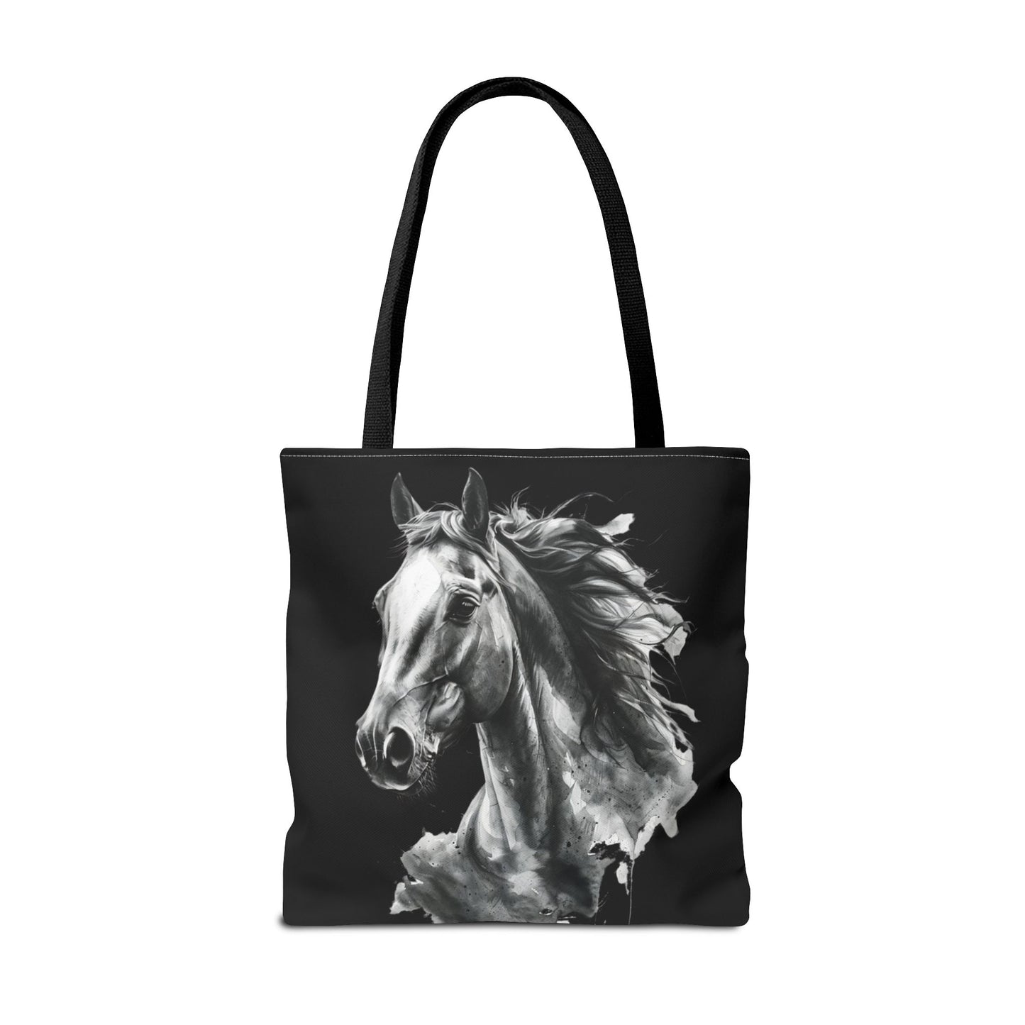 Black Horse Art Tote Bag | Bold Stallion Equestrian Gift