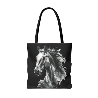 Black Horse Art Tote Bag | Bold Stallion Equestrian Gift