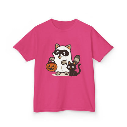 Cute Raccoon  Cat Halloween Shirt  Funny Trick or Treat Tee for Kids & Adults Kids Heavy Cotton™ Tee