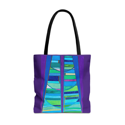Abstract Blue Green Stained Glass Tote Bag