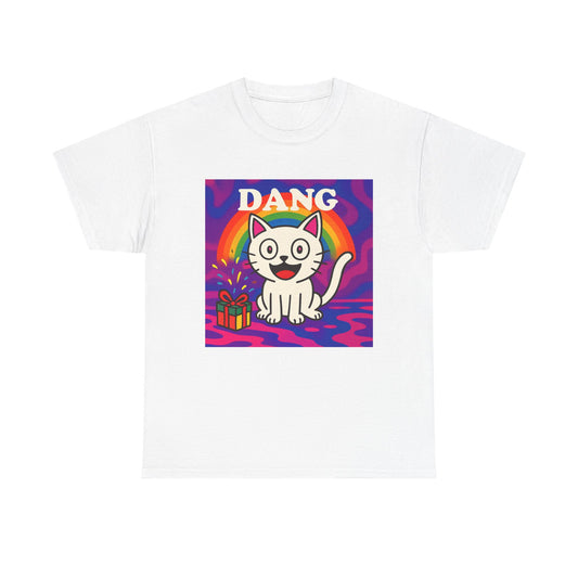 Funny Cat Rainbow T-Shirt Cute Cartoon Kitty Graphic Tee Gift