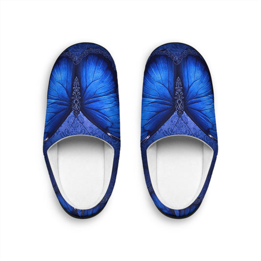 Blue Butterfly Indoor Slippers | Women's Cozy Home Footwear