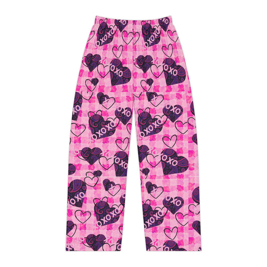 XOXO Heart Pattern Pajama Pants | Pink Valentine Lounge Bottoms