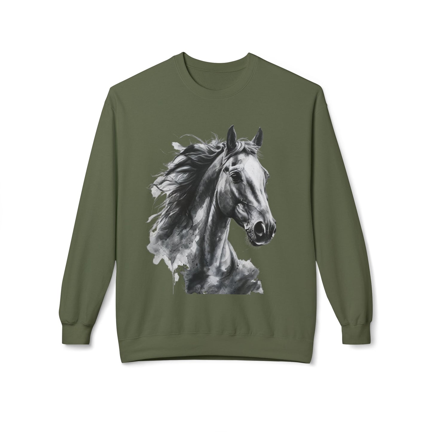 Horse Lover Sweatshirt Black and White Equestrian Art Pullover