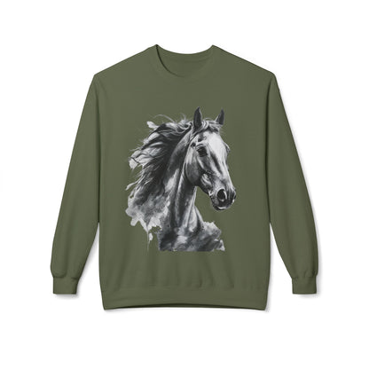 Horse Lover Sweatshirt Black and White Equestrian Art Pullover