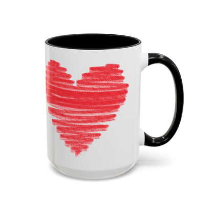 Red Scribble Heart Coffee Mug | Valentine Love Pattern Mug