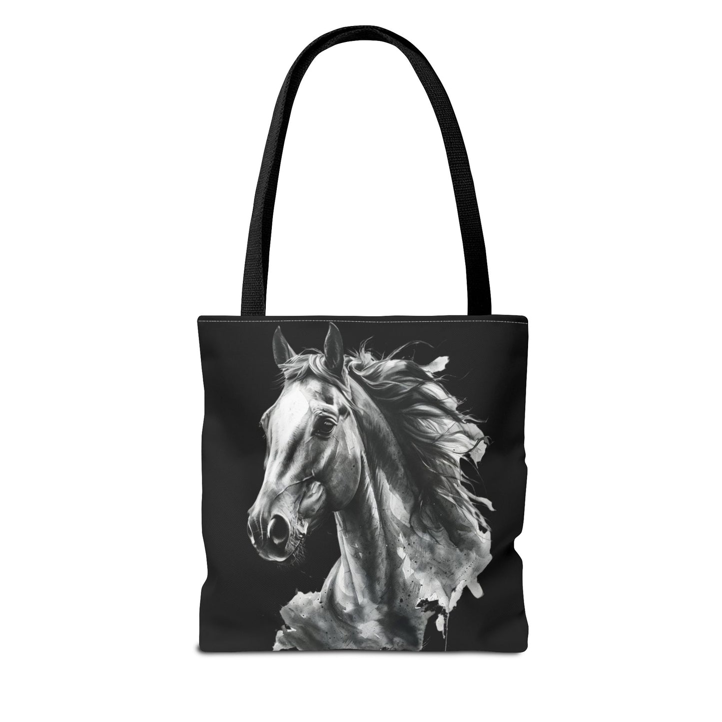 Black Horse Art Tote Bag | Bold Stallion Equestrian Gift