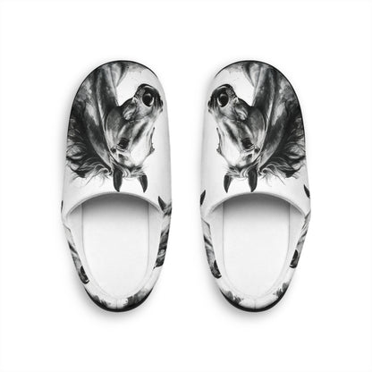 Black and White Horse Slippers Cozy Indoor Equestrian Footwear, Western Ranch Style Gift