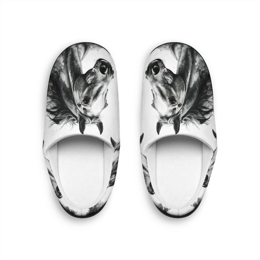 Black and White Horse Slippers Cozy Indoor Equestrian Footwear, Western Ranch Style Gift