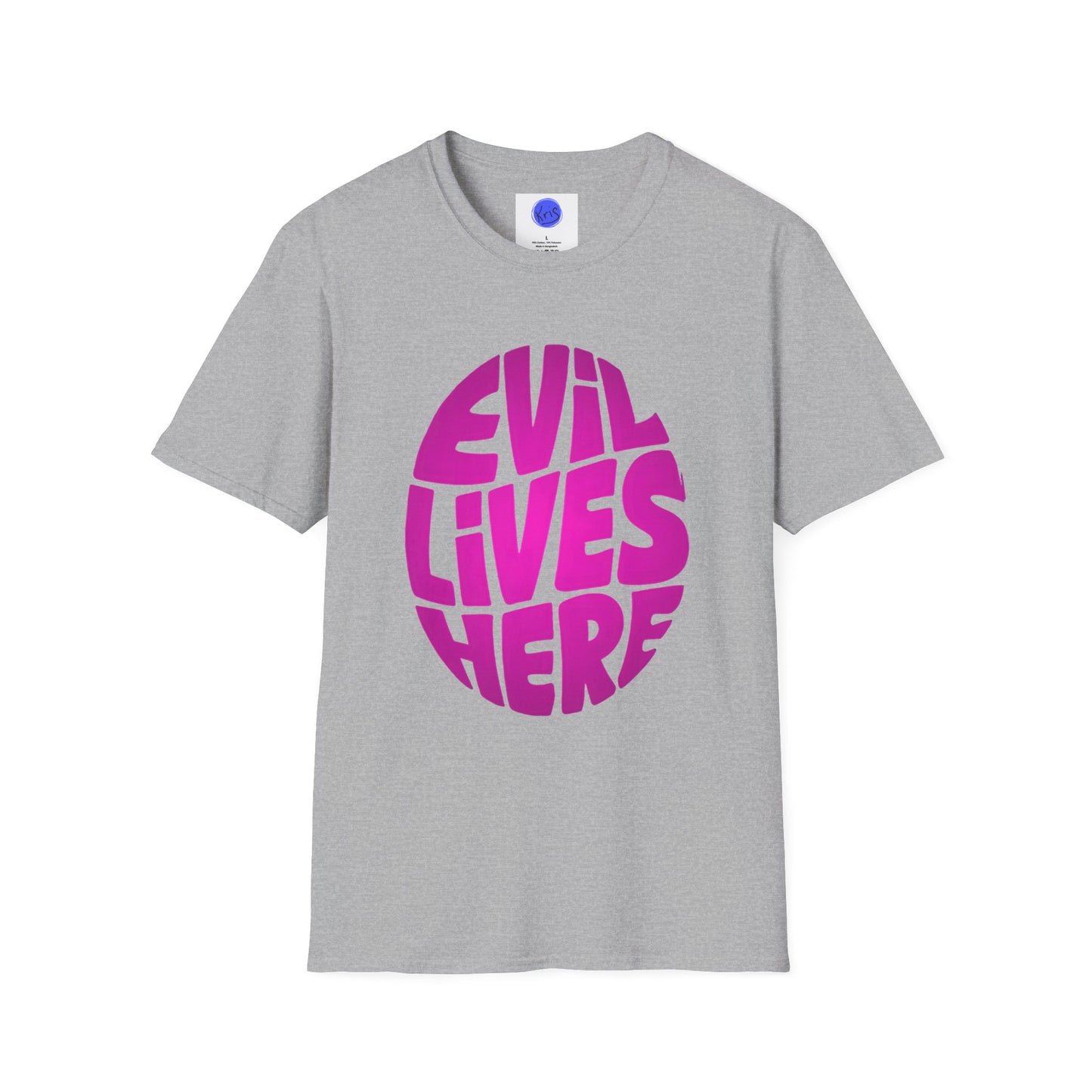 Evil Lives Here Halloween T-shirt, Spooky Retro Style, Mens