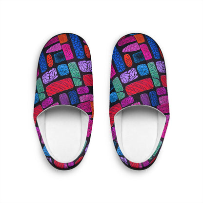 Colorful Mosaic Knit Pattern Slippers | Women's Indoor Slippers